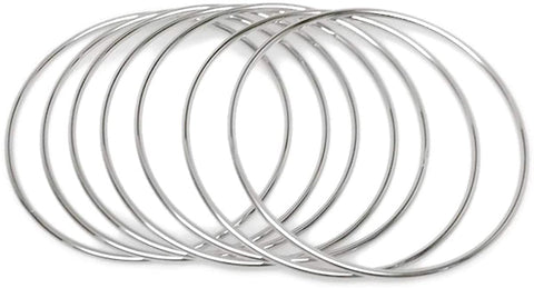 Designs Thin Stainless Steel Bangle Bracelet Plain Round Set of 7