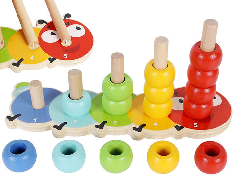 Wooden Stacking Rings Baby –Lovely Caterpillar Counting Game